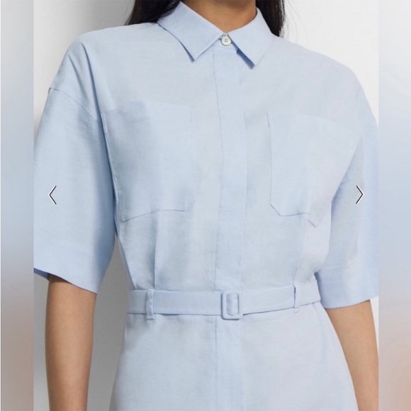 Theory belted casual shirt dress in Good Linen. - Picture 2 of 8